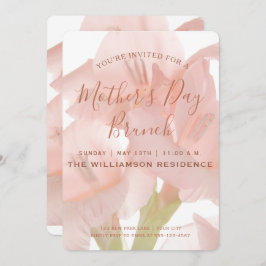 Peach roink Flowers Moederdag Brunch Invitation Kaart