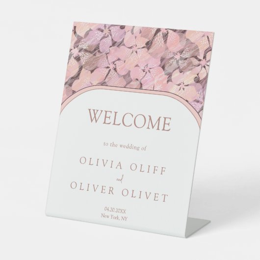 Peach Romance bruiloft welkom Reclamebord Met Voetstuk (Voorkant)