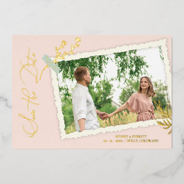 Peach Romantic Photo Album Scrapbook Folie Uitnodiging
