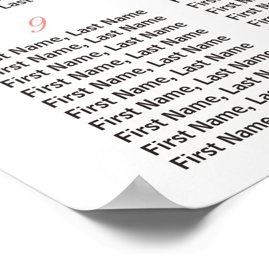 Peach Roos 12 Tables Wedding Seating Chart Poster (Hoek)