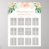 Peach Roos 12 Tables Wedding Seating Chart Poster (Voorkant)
