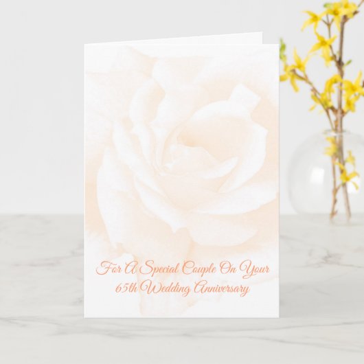 Peach Roos 65th Wedding Jubileum Kaart (Gele Bloem)