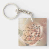 Peach Roos Aanmoediging Bijbelvers Psalm 27:1 Sleutelhanger (Voorkant)