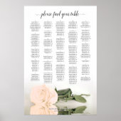 Peach Roos Alfabetical Wedding Seating Chart Poster (Voorkant)