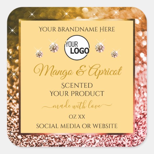 Peach Roos and Gold Glitter Product Labels Logo (Voorkant)