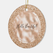 Peach Roos Blush Gold Glitter Keramisch Ornament (Links)