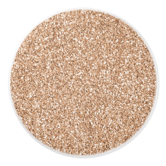 Peach Roos Blush Gold Glitter Keramische Knop (Voorkant)