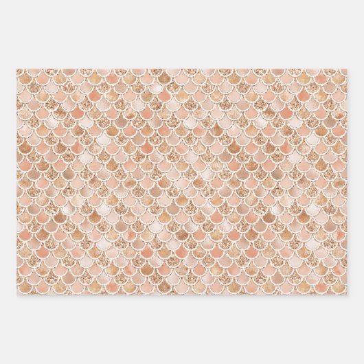 Peach Roos Blush Gold Glitter Mermaid Inpakpapier Vel (Voorkant 3)
