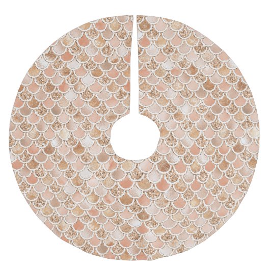 Peach Roos Blush Gold Glitter Mermaid Kerstboom Rok (Voorkant)