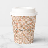 Peach Roos Blush Gold Glitter Mermaid Papieren Bekers (Voorkant)