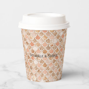 Peach Roos Blush Gold Glitter Mermaid Papieren Bekers