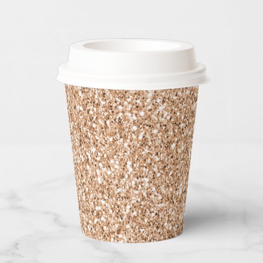 Peach Roos Blush Gold Glitter Papieren Bekers (Rechts)