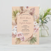Peach Roos Boho Floral Trendy Vrijgezellenfeest Kaart (Staand voorkant)