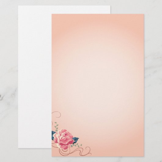 Peach Roos Briefpapier (Voorkant / Achterkant)