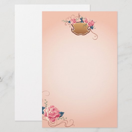 Peach Roos Briefpapier (Voorkant / Achterkant)