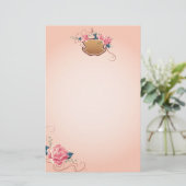 Peach Roos Briefpapier (Staand voorkant)