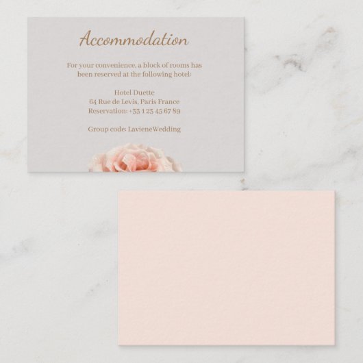 Peach roos bruiloft accommodatie behuizing kaart (Voorkant / Achterkant)