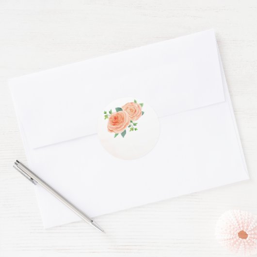 Peach Roos bruiloft gunst Stickers (Envelop)