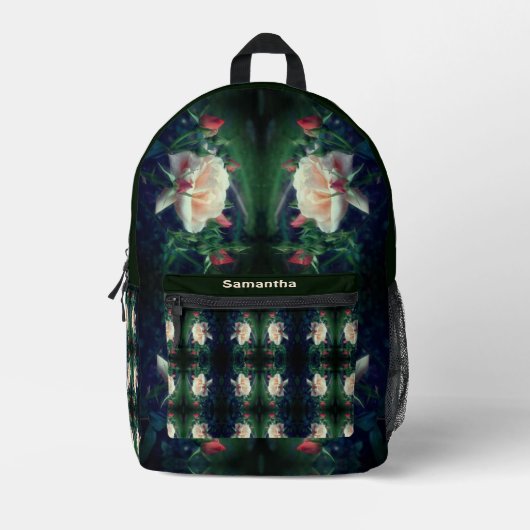Peach Roos en knoppen Abstract gepersonaliseerd Bedrukte Rugzak (Voorkant)