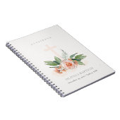 Peach Roos Floral Cross Bunch Baptism Guestbook Notitieboek (Rechterzijde)