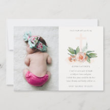 Peach Roos Floral Foto Godfather-voorstel Uitnodig