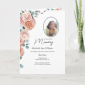 Peach Roos Floral Funeral Order of Service Foto Kaart (Voorkant)