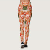 Peach Roos Flower Abstract Art Patroon Leggings (Achterkant)