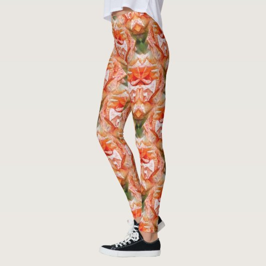 Peach Roos Flower Abstract Art Patroon Leggings (Links)