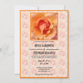 Peach Roos Flower Blossom / Framed Wedding Kaart (Voorkant)