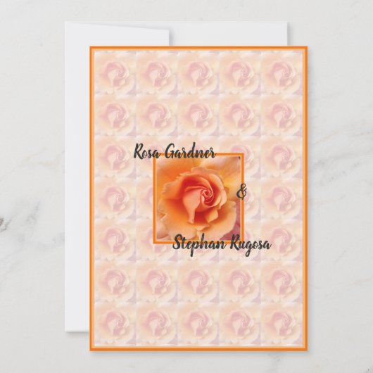 Peach Roos Flower Blossom / Framed Wedding Kaart (Achterkant)