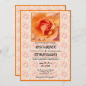 Peach Roos Flower Blossom / Framed Wedding Kaart (Voorkant / Achterkant)