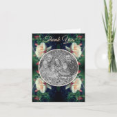 Peach Roos Flowers trouwfoto Bedankkaart (Voorkant)