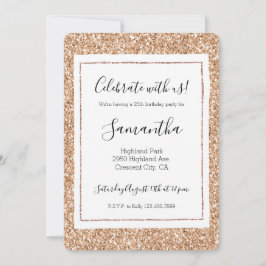 Peach Roos Gold Blush Glitter Glitz Kaart