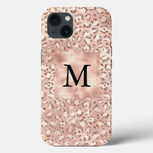 Peach Roos Gold Blush Roze Glitz Leopard Monogram Case-Mate iPhone Case