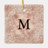 Peach Roos Gold Blush Roze Glitz Leopard Monogram Keramisch Ornament (Voorkant)