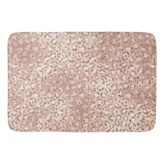 Peach Roos Gold Blush roze Glitz-leopardprinter Badmat (Voorkant)