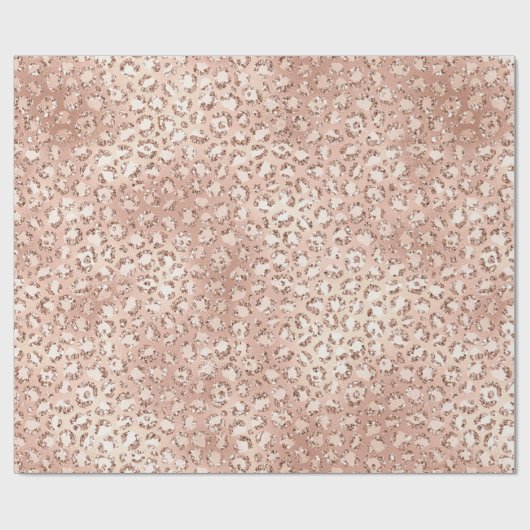 Peach Roos Gold Blush roze Glitz-leopardprinter Cadeaupapier (Vlak)
