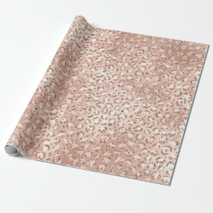 Peach Roos Gold Blush roze Glitz-leopardprinter Cadeaupapier