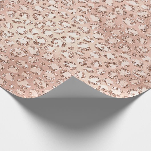 Peach Roos Gold Blush roze Glitz-leopardprinter Cadeaupapier (Hoek)
