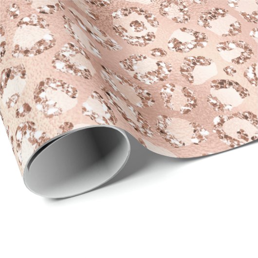 Peach Roos Gold Blush roze Glitz-leopardprinter Cadeaupapier (Rol Hoek)