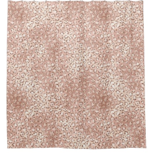 Peach Roos Gold Blush roze Glitz-leopardprinter Douchegordijn (Voorkant)