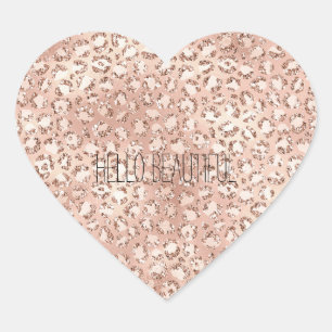 Peach Roos Gold Blush roze Glitz-leopardprinter Hart Sticker