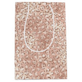 Peach Roos Gold Blush roze Glitz-leopardprinter Medium Cadeauzakje (Voorkant)