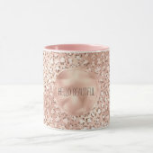 Peach Roos Gold Blush roze Glitz-leopardprinter Mok (Midden)