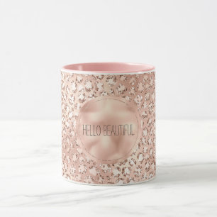 Peach Roos Gold Blush roze Glitz-leopardprinter Mok