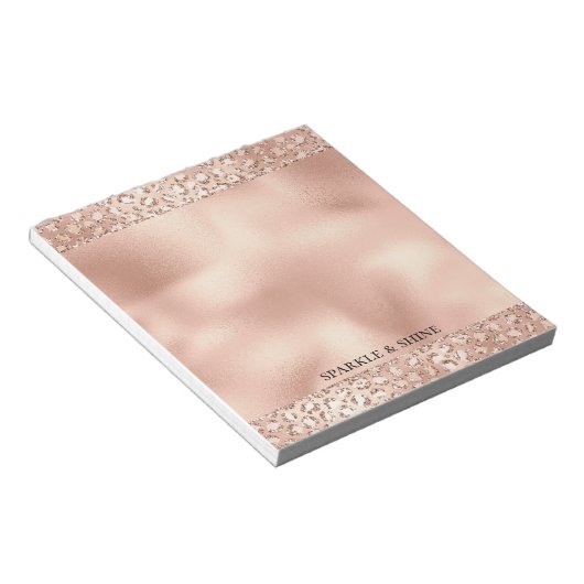 Peach Roos Gold Blush roze Glitz-leopardprinter Notitieblok (Schuin)