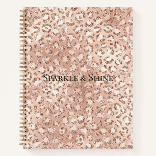 Peach Roos Gold Blush roze Glitz-leopardprinter    Notitieboek