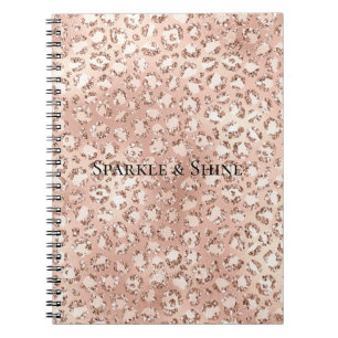 Peach Roos Gold Blush roze Glitz-leopardprinter Notitieboek