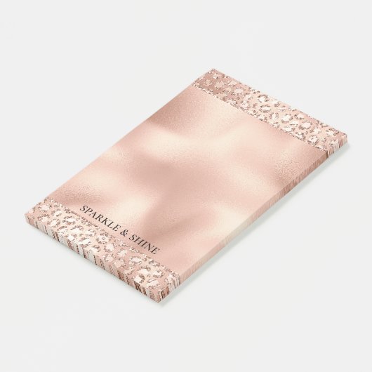 Peach Roos Gold Blush roze Glitz-leopardprinter Post-it® Notes (Schuin)
