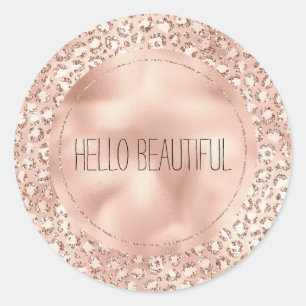 Peach Roos Gold Blush roze Glitz-leopardprinter Ronde Sticker